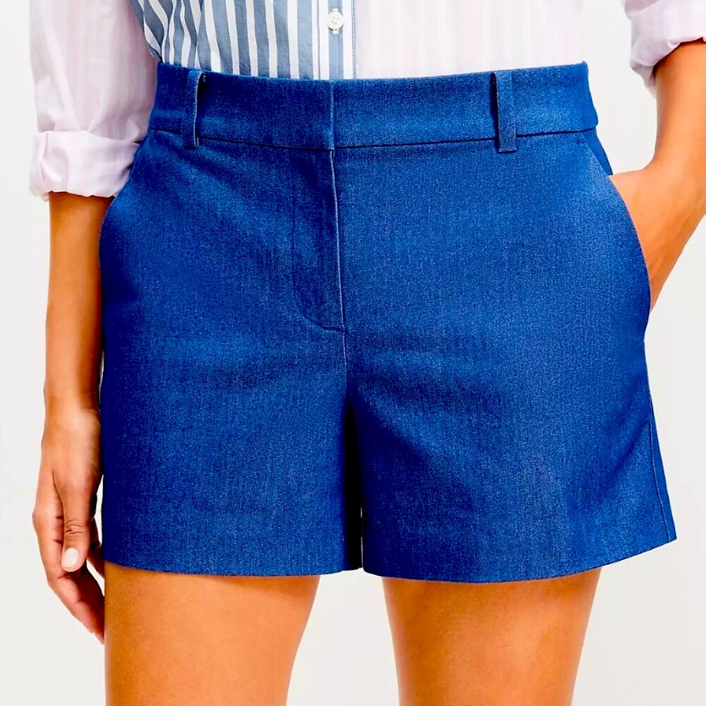 The Loft Rivera Chambray Denim Womens Shorts Dark Blue Size 8